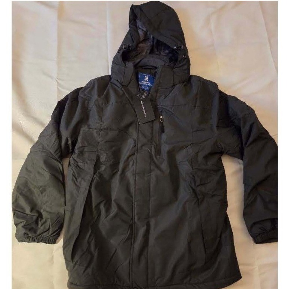 Outdoor Sports Mens Hooded Winter Jacket Black Fleece Lined Parka Small NEW